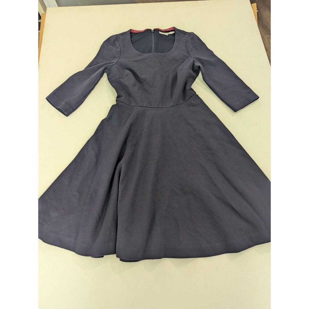 Boden Womens Midi Dress V-Neck 3/4 Sleeve in Blue Size 4R US Cotton Blend Work